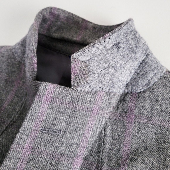 Adrian Jules Sport Coat Flannel Wool Blazer Plaid Gray Purple Mens 43 - Picture 15 of 15
